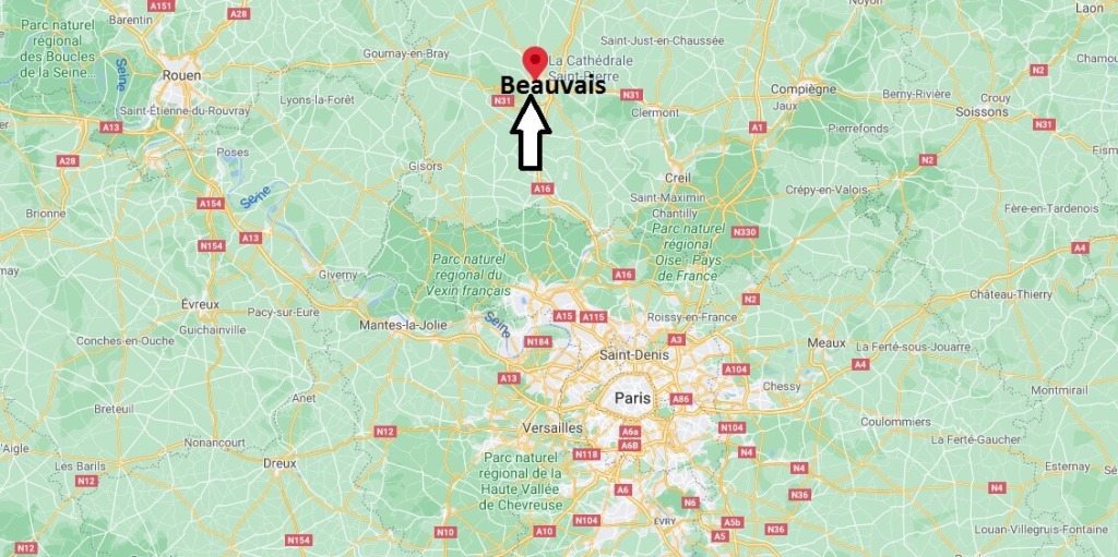 Où se situe la ville de Beauvais par rapport à Paris