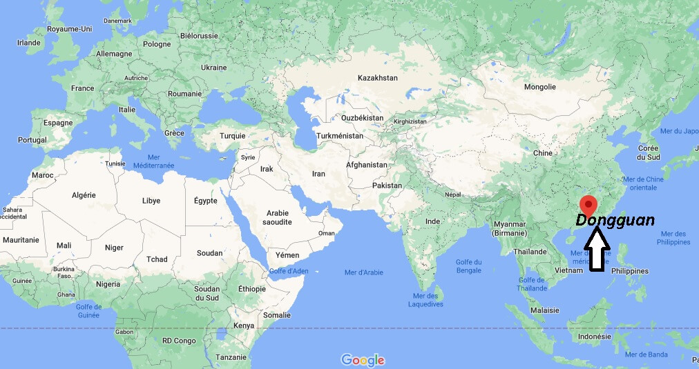 Où se trouve Dongguan sur la carte du monde