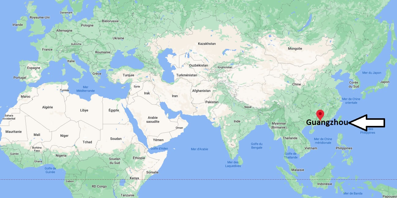 Où se trouve Guangzhou sur la carte du monde