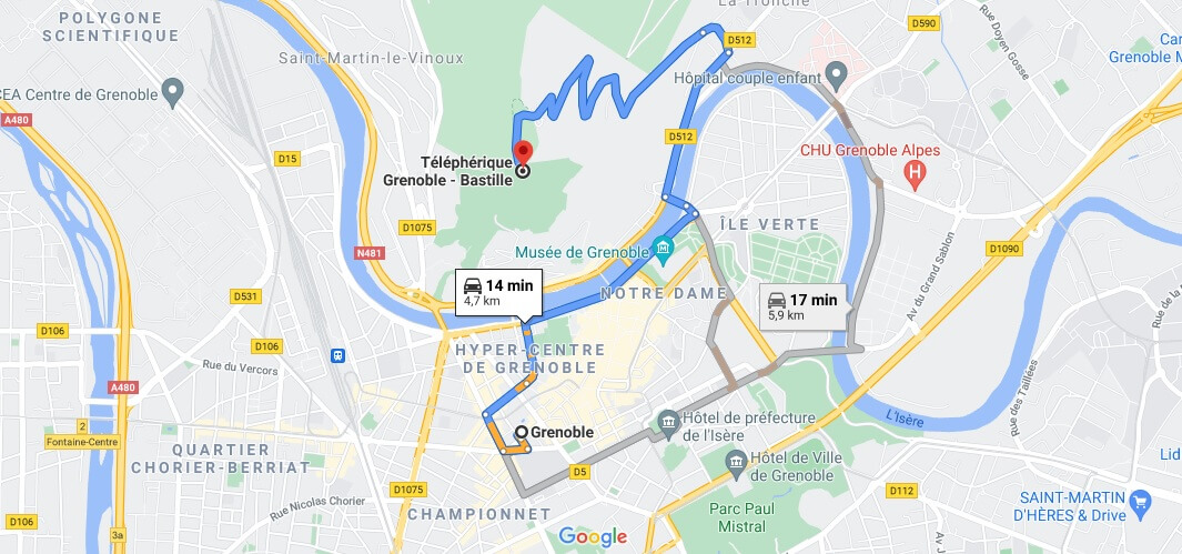 Où se situe Téléphérique Grenoble-Bastille