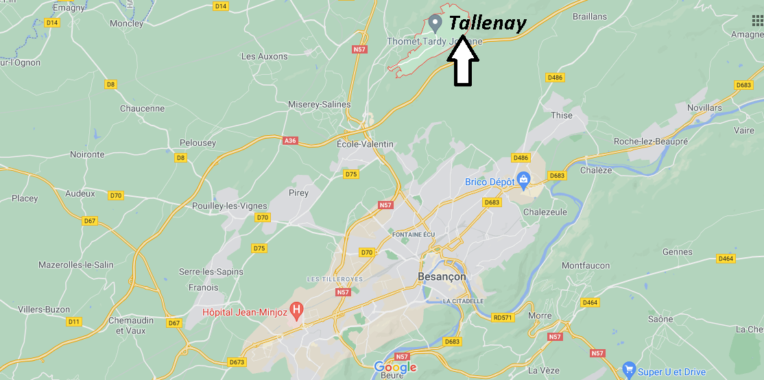 Où se situe Tallenay (Code postal 25870)