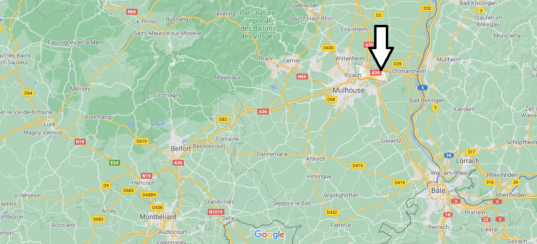 Où se situe Sausheim (Code postal 68390)
