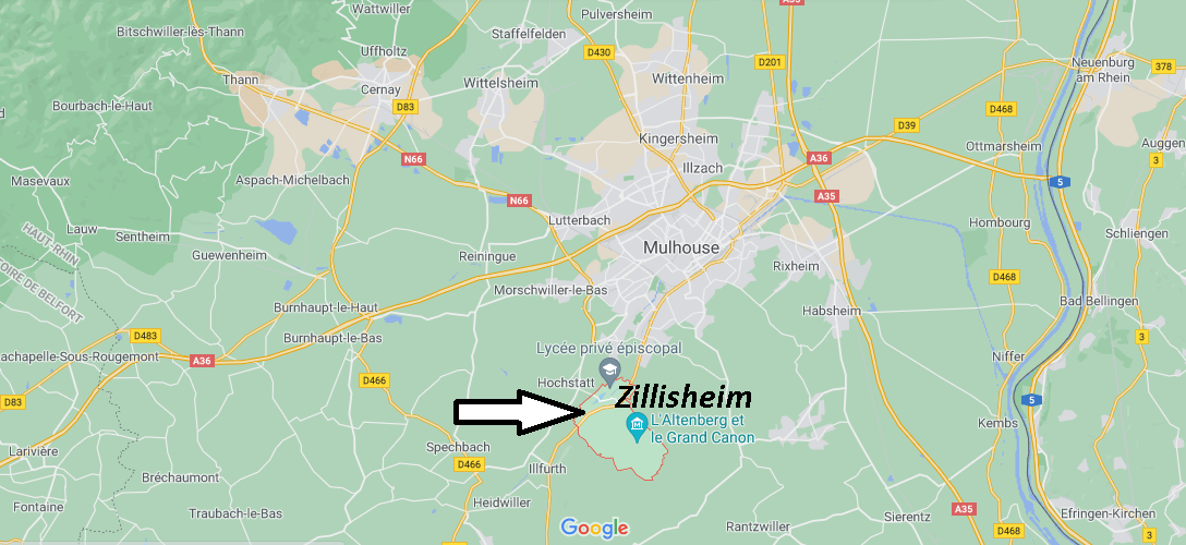 Où se situe Zillisheim (Code postal 68720)