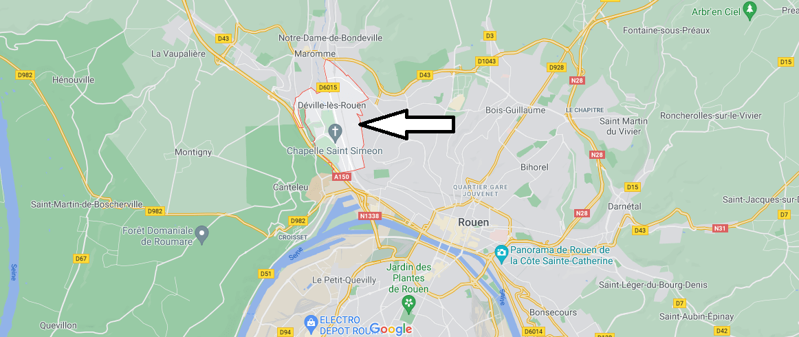 Où se situe Déville-lès-Rouen (Code postal 76250)