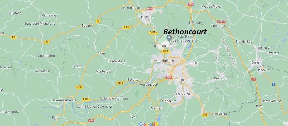 Où se situe Bethoncourt (Code postal 25200)