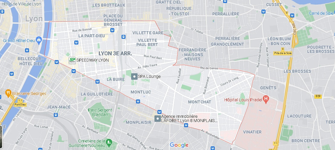 Carte le 3e Arrondissement de Lyon