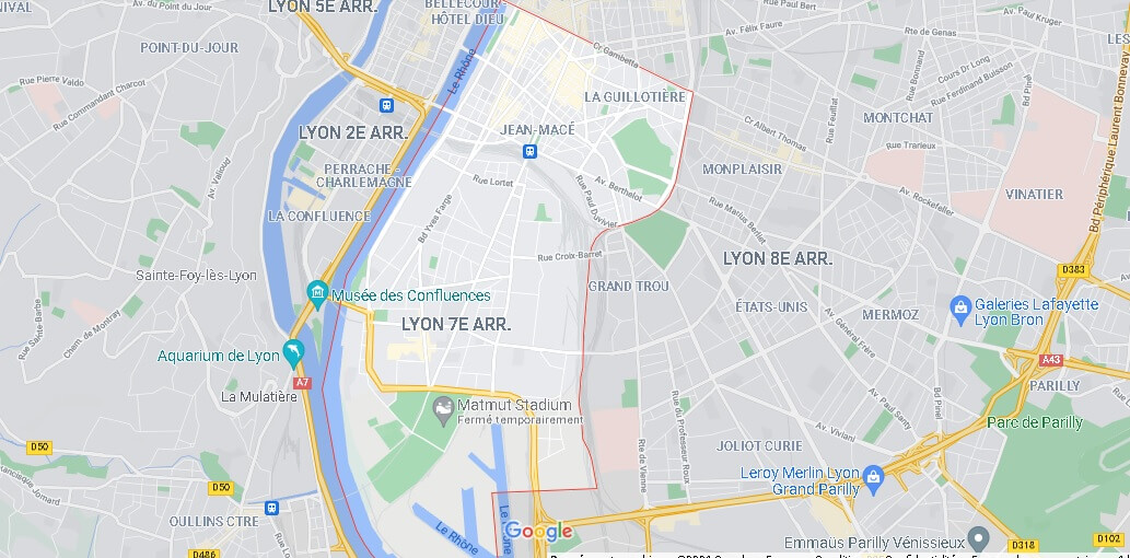 Carte le 7e Arrondissement de Lyon