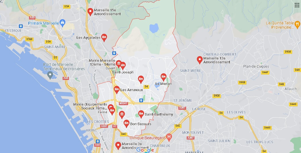 Carte le Marseille 14e Arrondissement