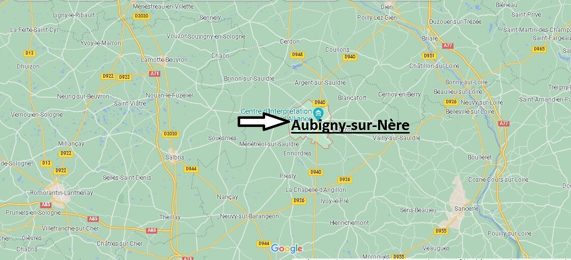 Où se situe Aubigny-sur-Nère (Code postal 18700)