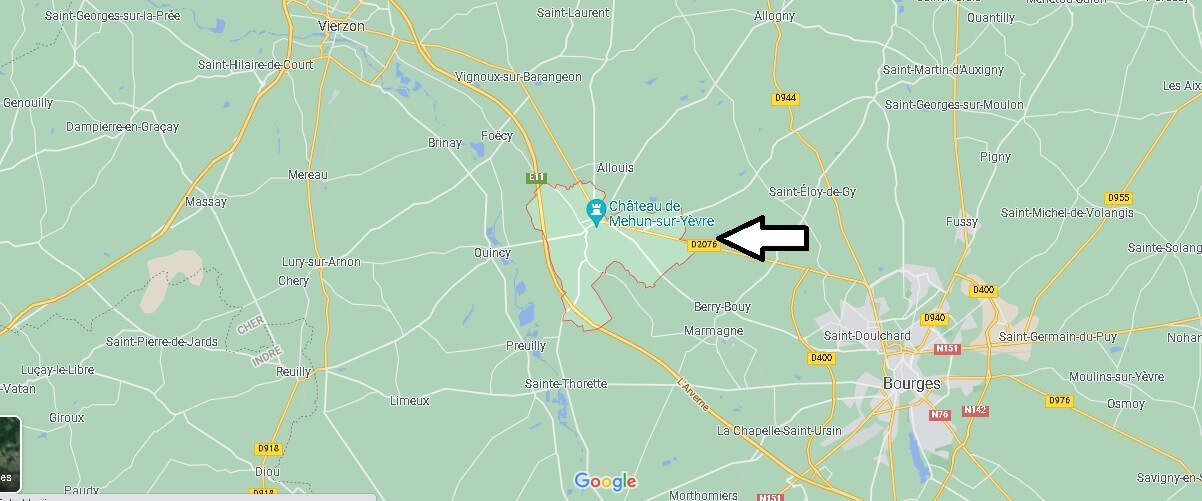 Où se situe Mehun-sur-Yèvre (Code postal 18500)