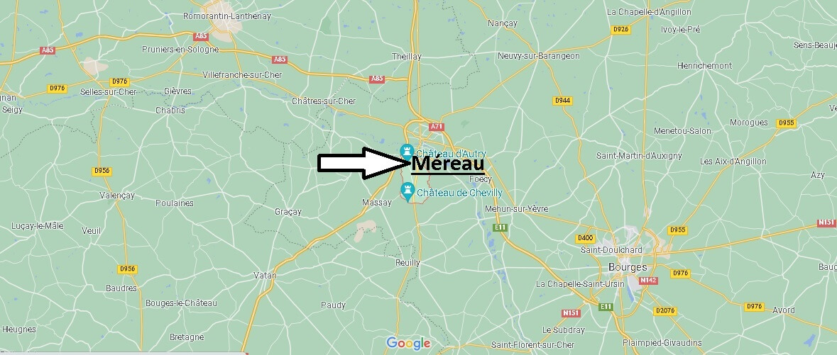 Où se situe Méreau (Code postal 18120)
