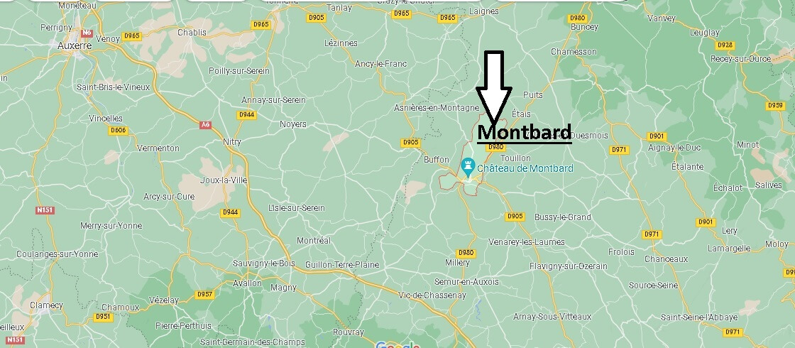 Où se situe Montbard (Code postal 21500)
