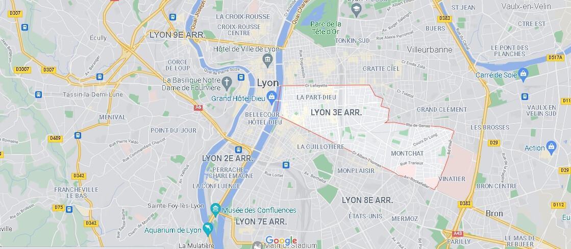 Où se situe le 3e Arrondissement de Lyon (Code postal 69003)