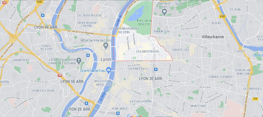 Où se situe le 6e Arrondissement de Lyon (Code postal 69006)