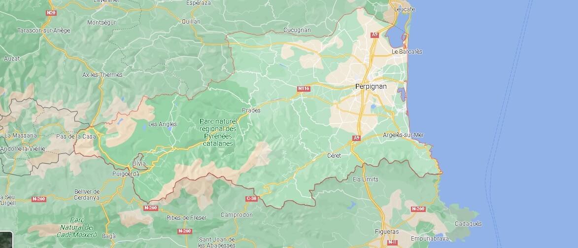 Carte les Pyrénées-Orientales