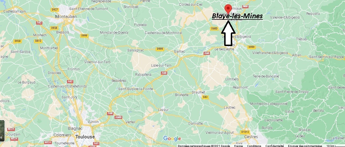 Où se situe Blaye-les-Mines (Code postal 81400)