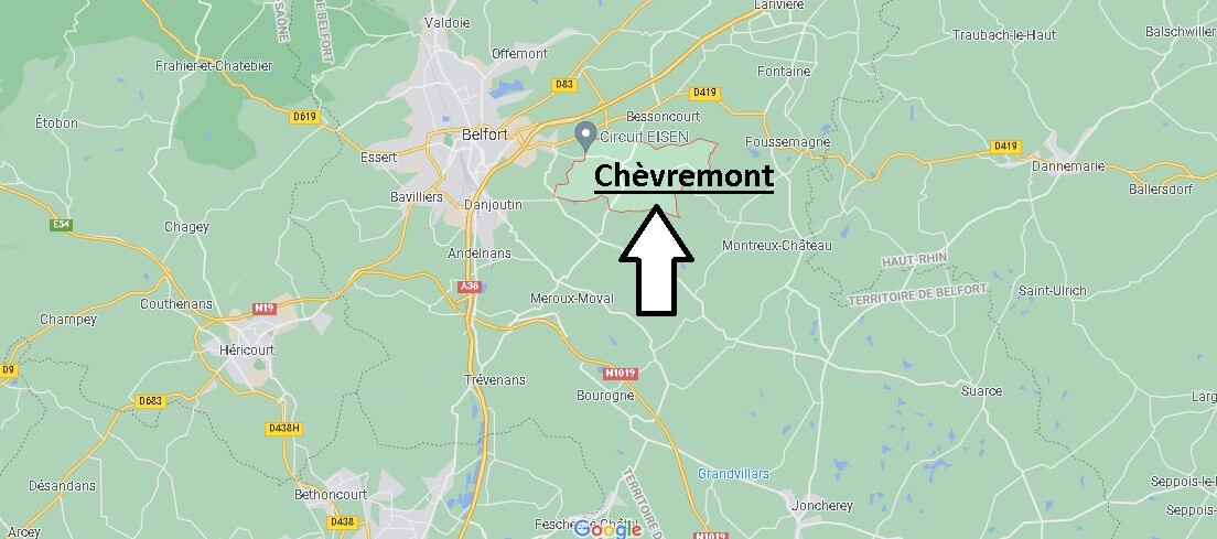 Où se situe Chèvremont (Code postal 90340)