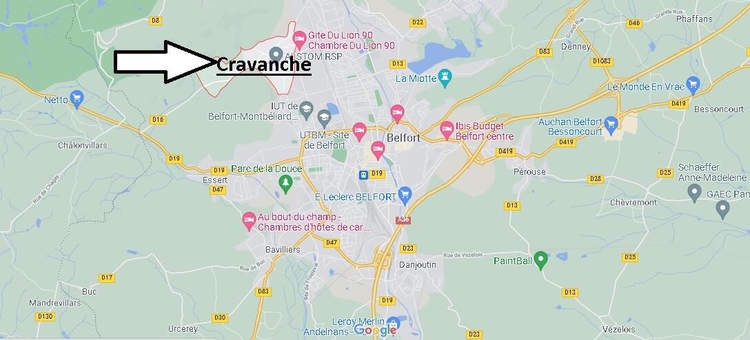 Où se situe Cravanche (Code postal 90300)