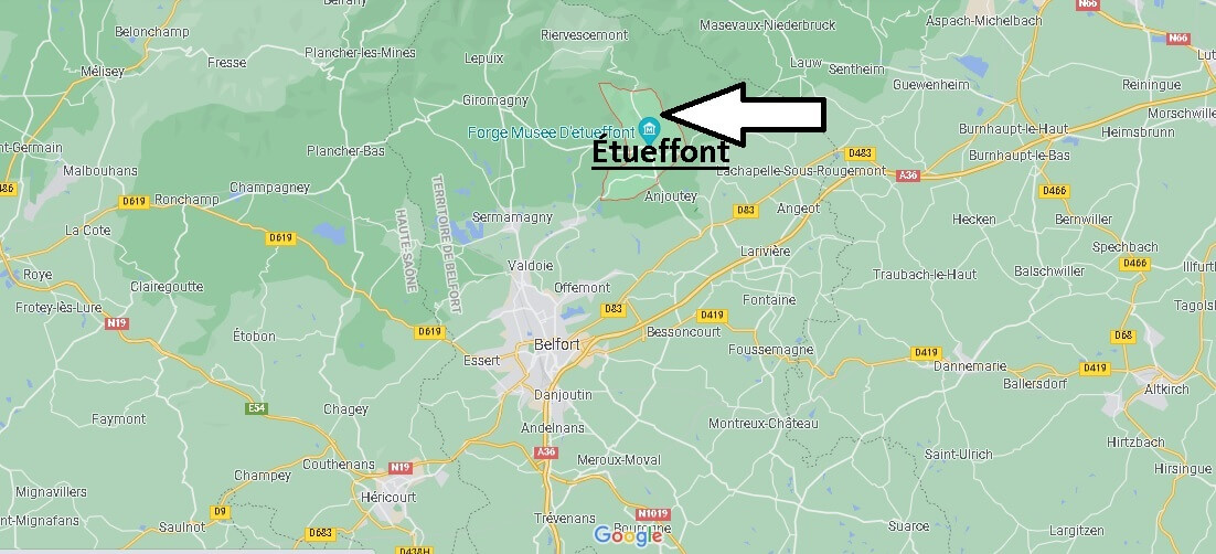Où se situe Étueffont (Code postal 90170)