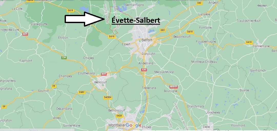 Où se situe Évette-Salbert (Code postal 90350)