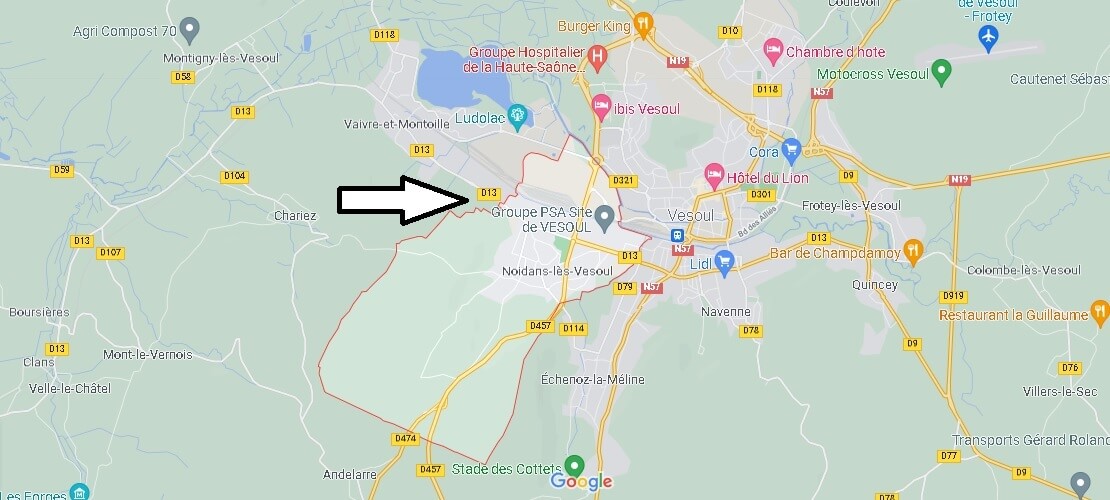 Où se situe Noidans-lès-Vesoul (Code postal 70000)