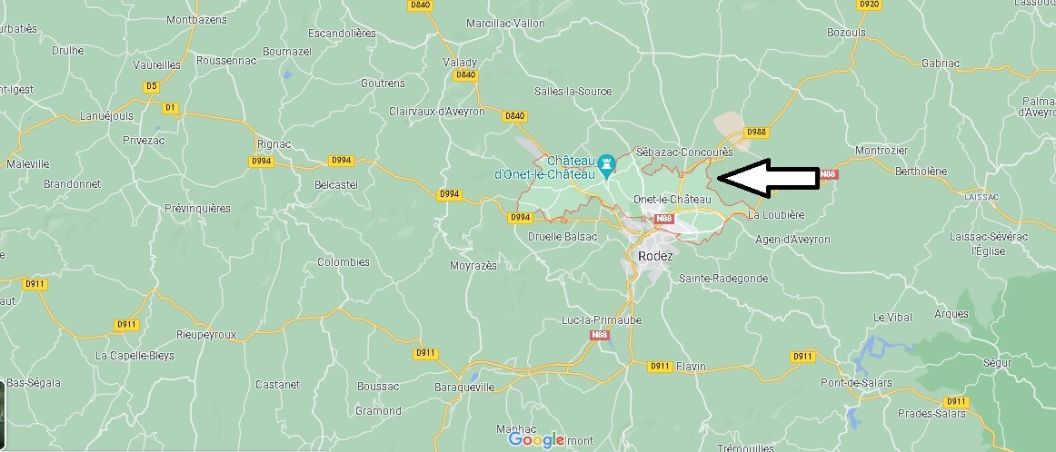 Où se situe Onet-le-Château (Code postal 12850)