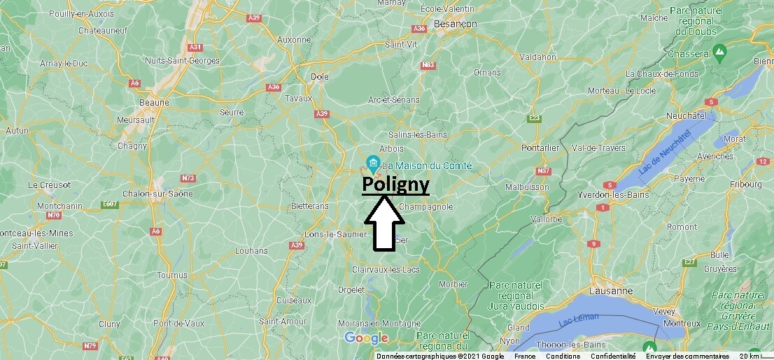 Où se situe Poligny (Code postal 39800)