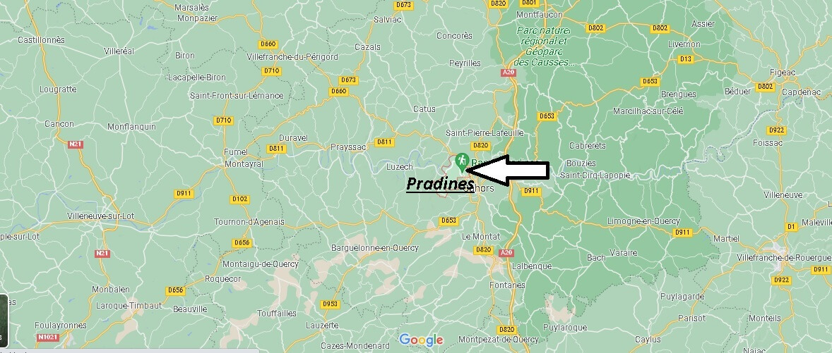 Où se situe Pradines (Code postal 46090)