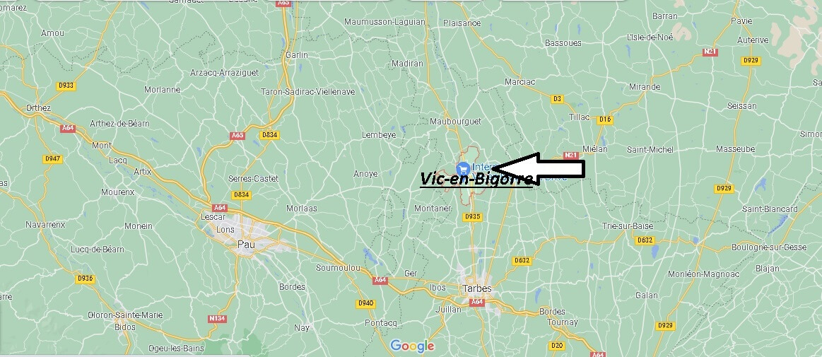 Où se situe Vic-en-Bigorre (Code postal 65500)