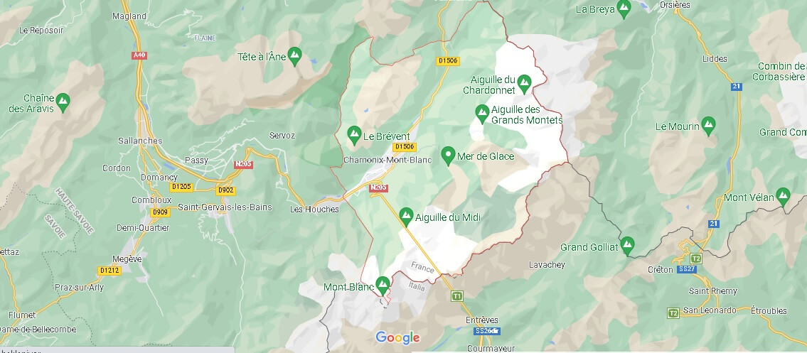 Carte Chamonix-Mont-Blanc