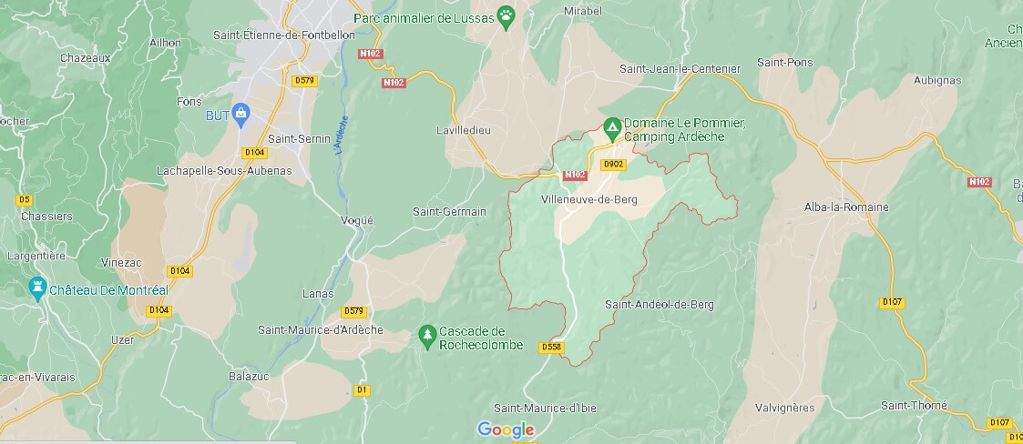 Carte Villeneuve-de-Berg