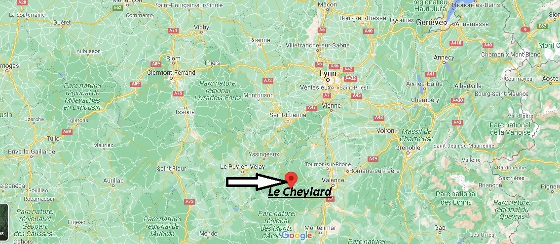 Où se situe Le Cheylard (Code postal 07160)