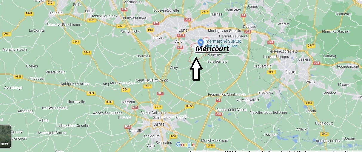 Où se situe Méricourt (Code postal 62680)