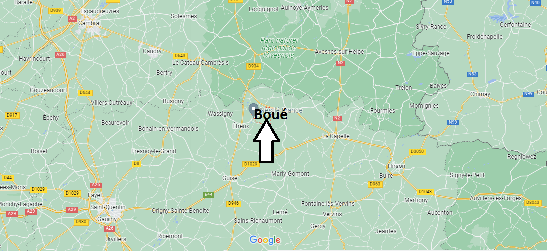 Où se situe Boué (02450)