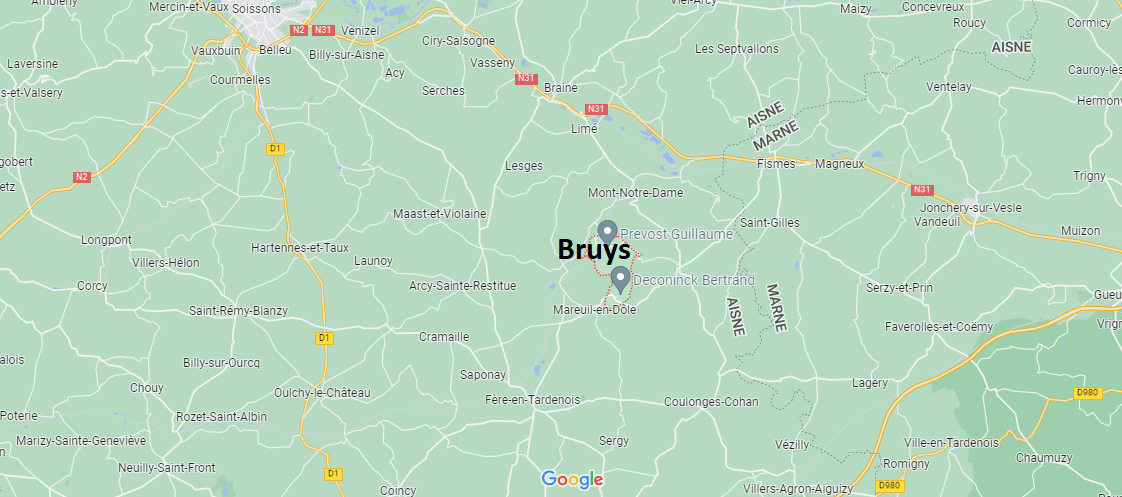 Où se situe Bruys (02220)