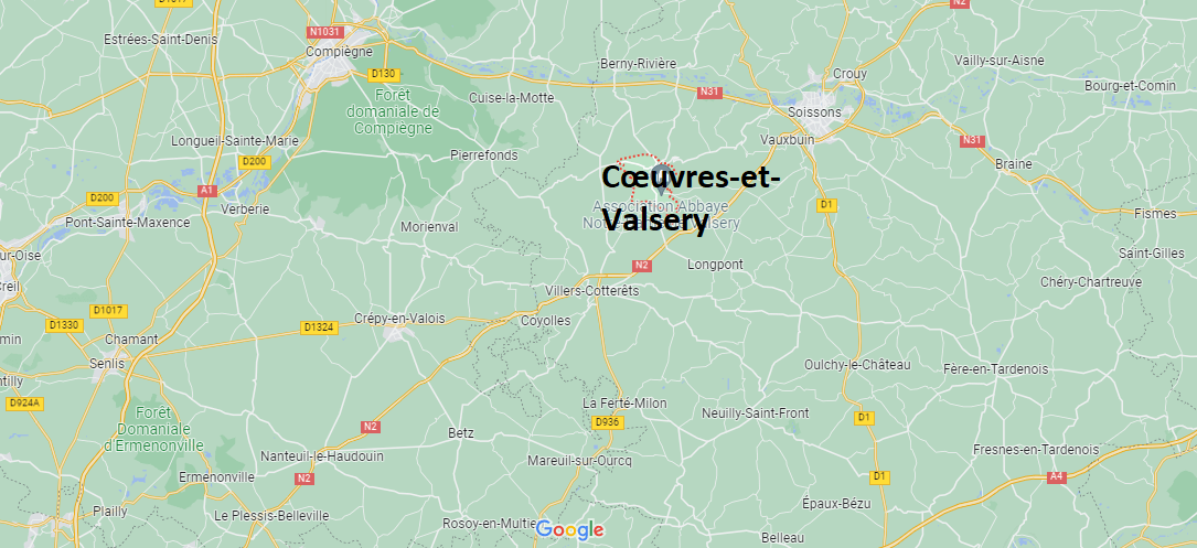Où se situe Cœuvres-et-Valsery (02600)