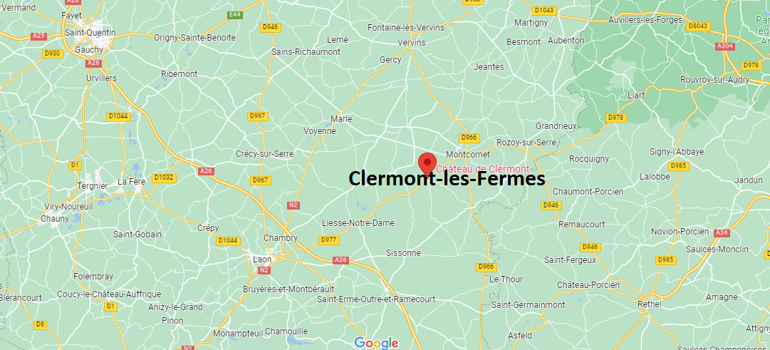 Où se situe Clermont-les-Fermes (02340)