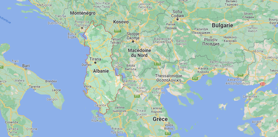 Où se trouve l'Albanie sur la carte de l'Europe
