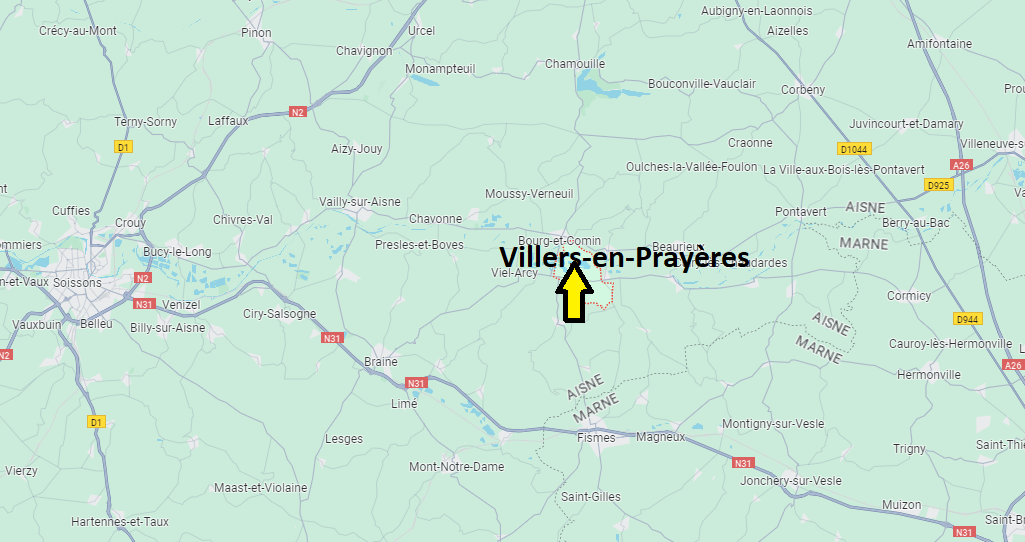 Où se situe Villers-en-Prayères (02160)