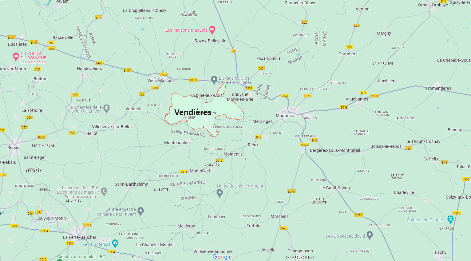 Où se situe Vendières (02540)