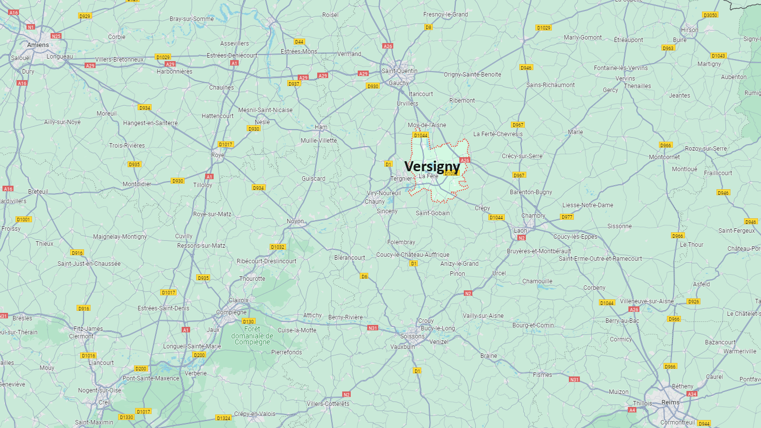 Où se situe Versigny (02800)