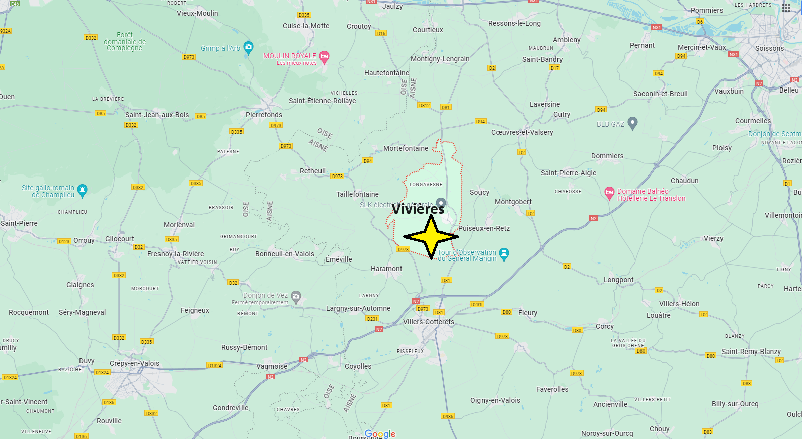 Où se situe Vivières (02600)