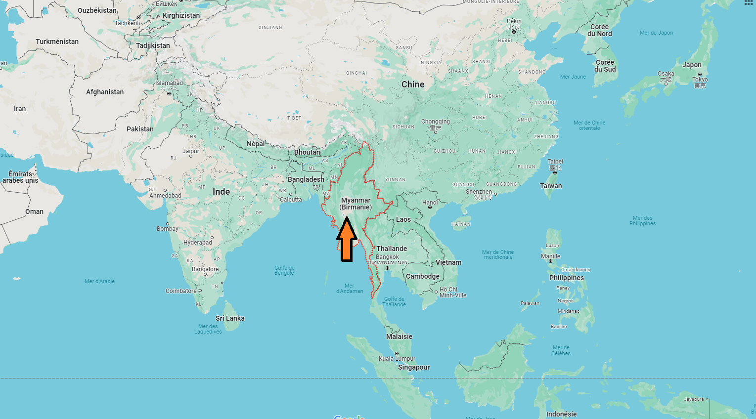 Sur quel continent se trouve le Myanmar