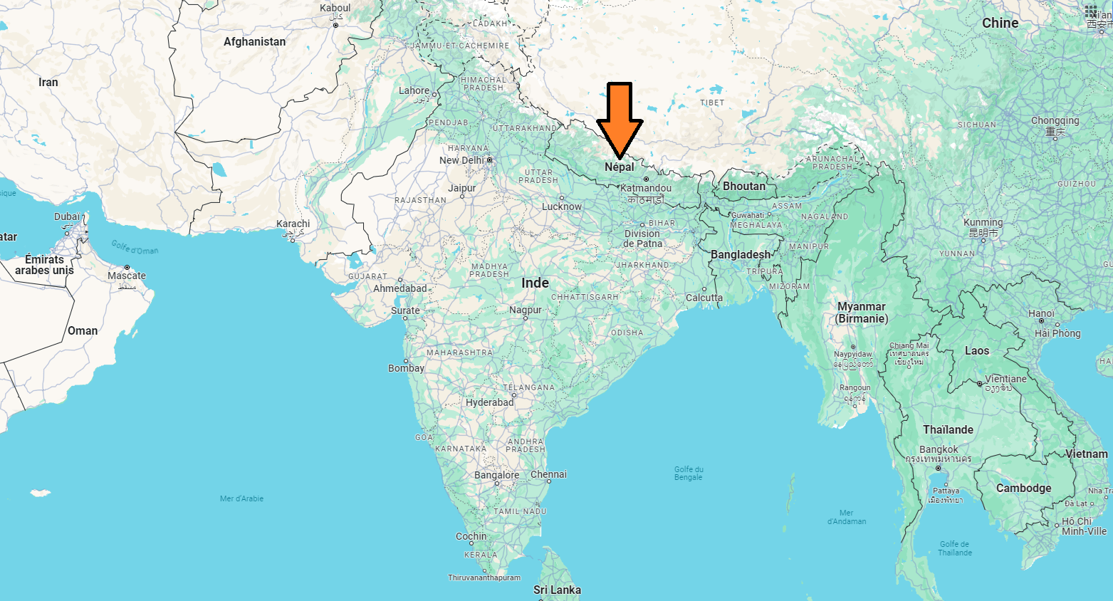 Sur quel continent se trouve le Népal
