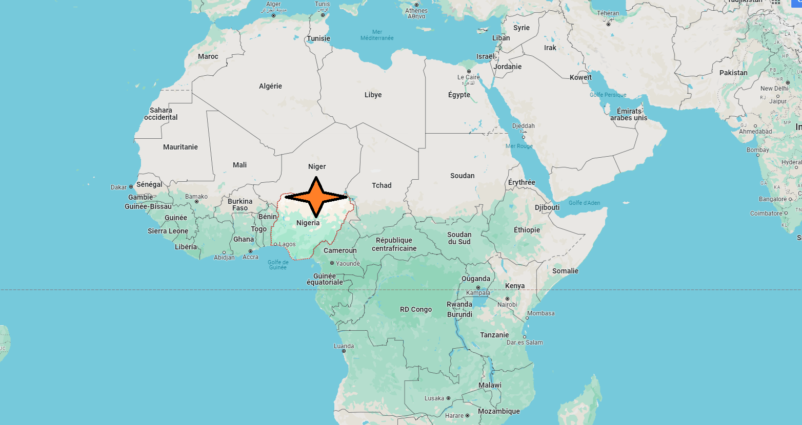 Sur quel continent se trouve le Nigeria