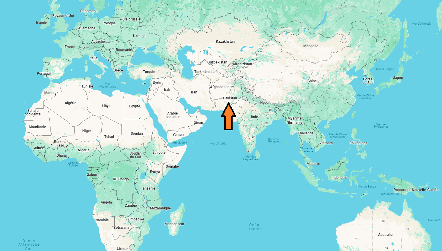 Sur quel continent se trouve le Pakistan