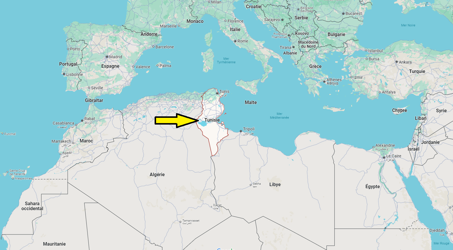 Où est situé le Tunisie