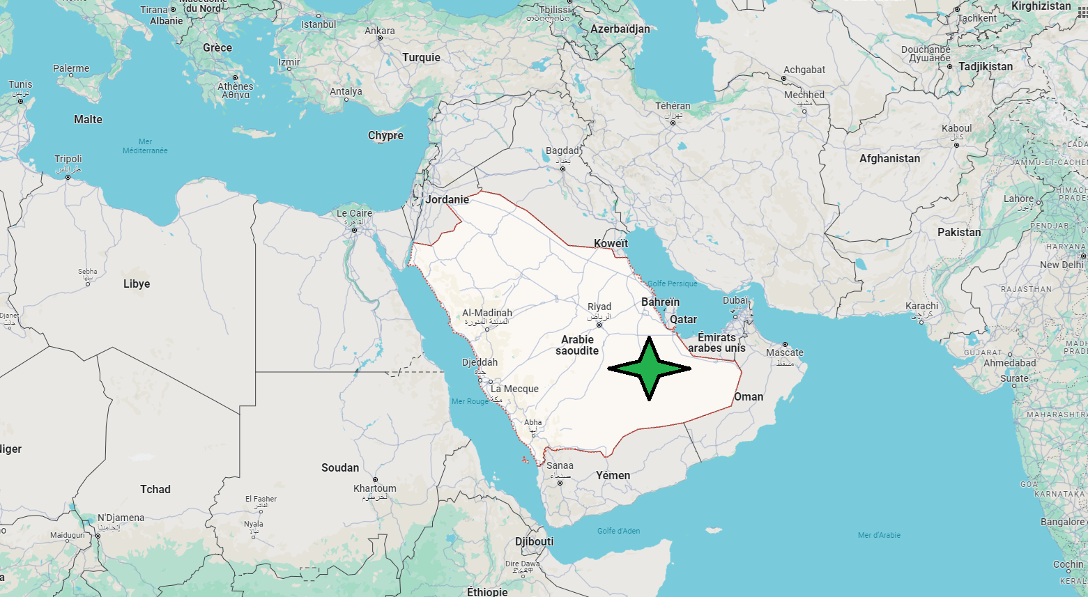 Où se trouve l'Arabie saoudite sur la carte du monde