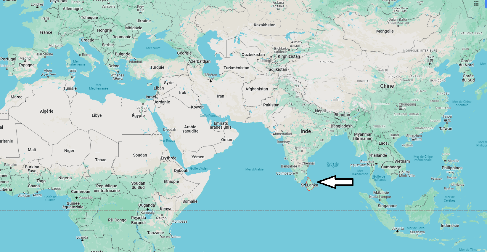 Où se trouve le Sri Lanka sur la carte du monde