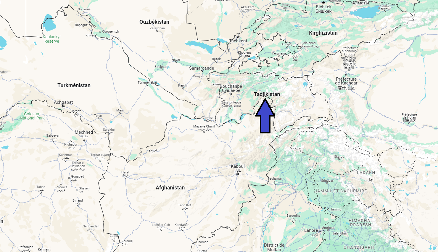 Sur quel continent se trouve le Tadjikistan